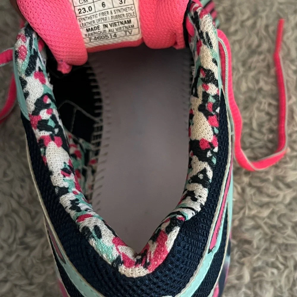 ASICS Gel-Frantic 7 Womens Running Shoes Size 6 Teal Pink‎ Mesh Camo T3A6Q